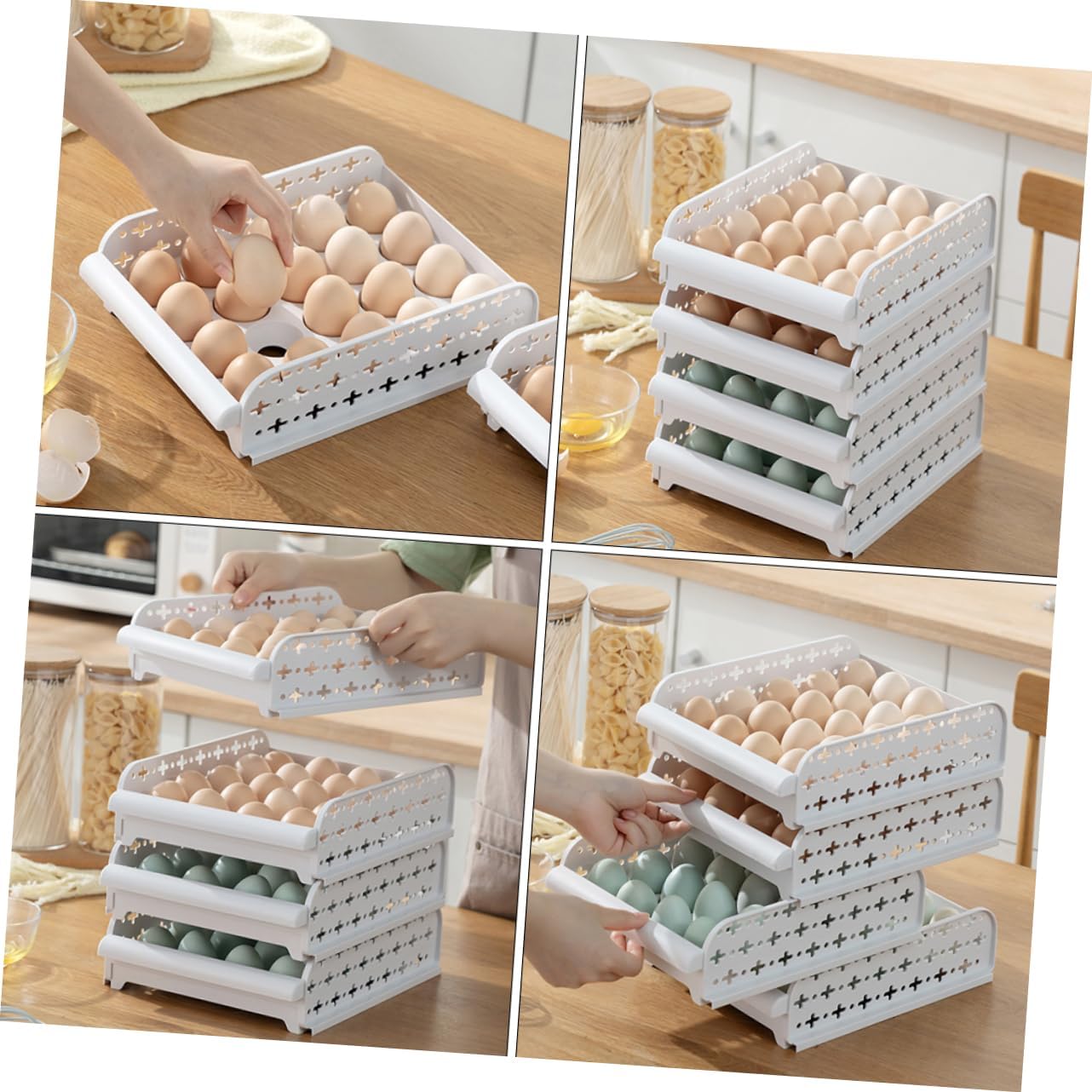 2pcs Compartment Slide Egg Storage Box for Fridge Egg Holder for Food Crisper
