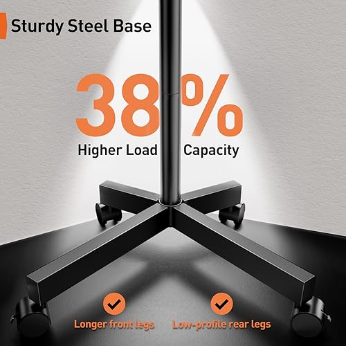 Miniatura 6 de Perlegear Soporte de TV rodante para pantalla plana LED de 23 a 60 pulgadas/televisores curvos de hasta 88 libras, ruedas de soporte de TV móvil con