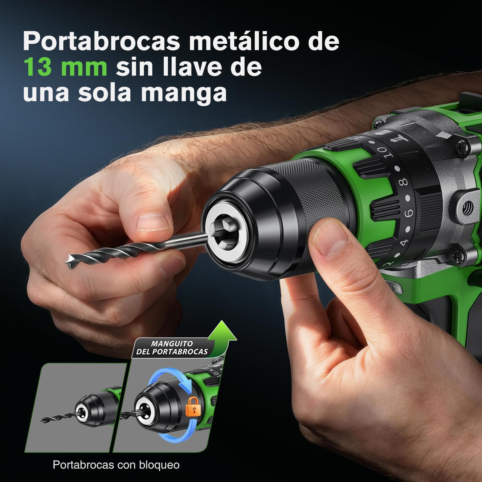 Ginour Taladro Percutor a Bateria sin escobillas, 90Nm, 21V Atornillador con 2x2Ah 10C Baterías compatible con Makita 18V, 22 Accesorios, 20+3 Par, Destornillador Electrico función impacto | con 2x2Ah 10C Baterías compatible con Makita 18V, 22 Accesorios,