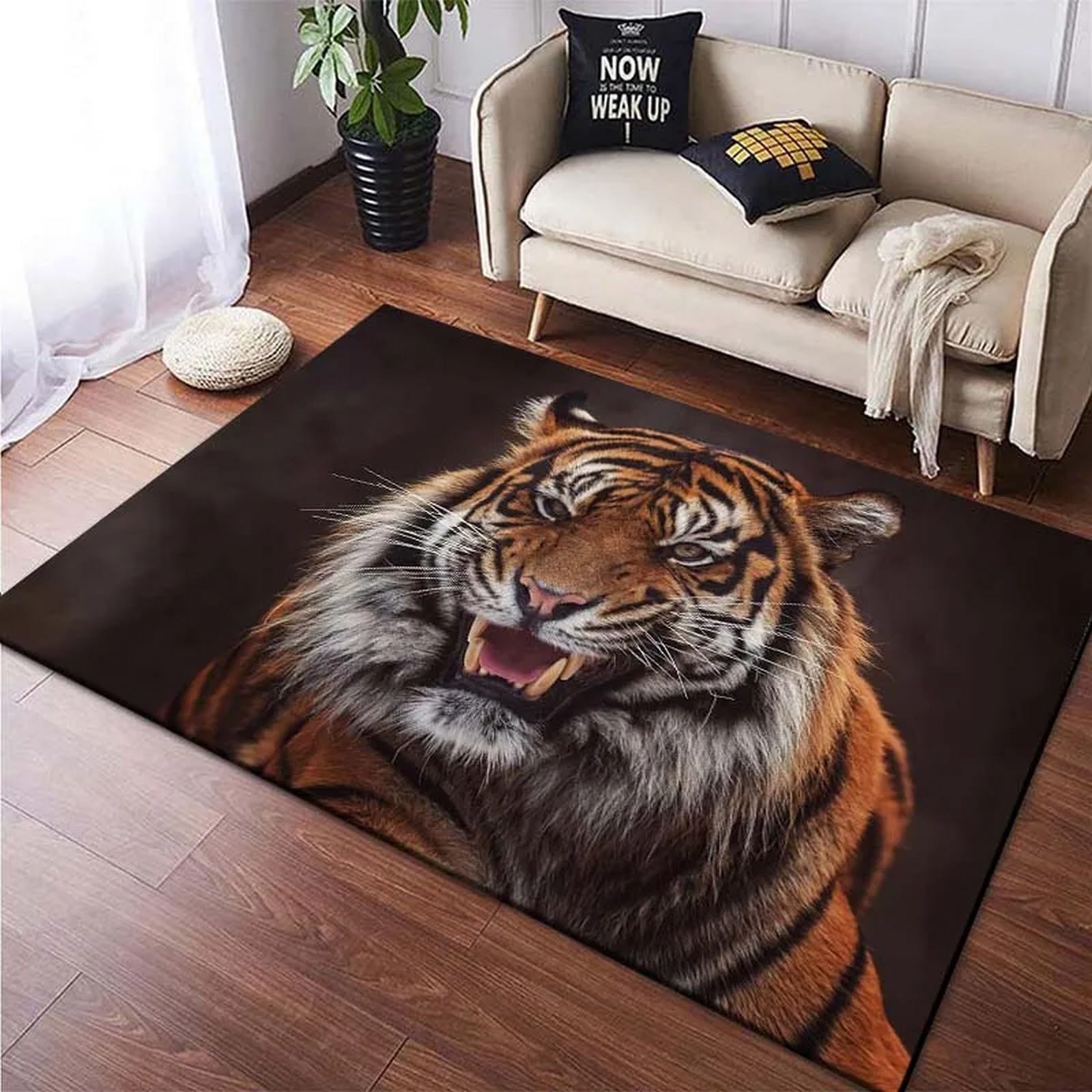 Tapis 3D tigre avec support caoutchouc pour éviter les glissades