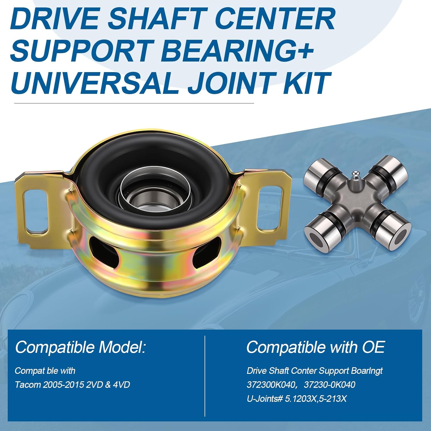 Outus Drive Shaft Center Support Bearing & U-Joints Set Compatible with 2wd 4wd 2005-2015 Replaces 37230-0k040 5-213x