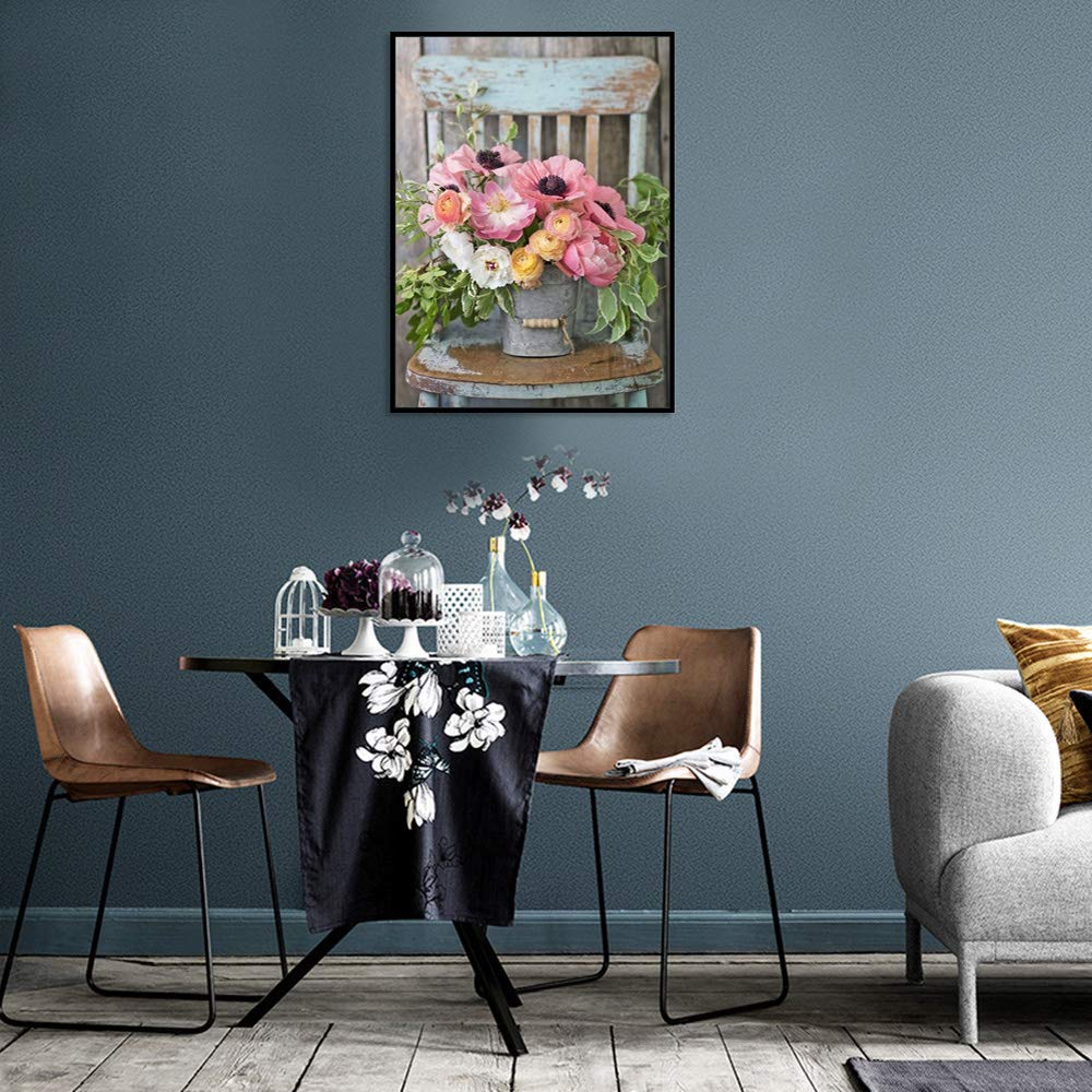Pavemlo Kit Completo 5D Diamond Painting - Donna Con Fiore, Mosaico Di Strass Fai Da Te 30x40 Cm, Decorazione Parete - 4
