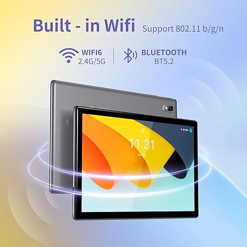 Miniatura 6 de BYYBUO Tablet de 10.1 pulgadas Android 14 Tablets, 6GB RAM+64GB ROM procesador Quad-Core 5000mAh batería, 1280x800 IPS HD pantalla táctil cámara