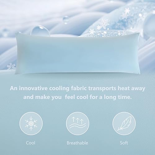 Vista 124 de DOWNCOOL Almohada grande de cuerpo completo, transpirable, para los que duermen de lado, suave, larga, para adultos, 20 x 54 pulgadas, color gris