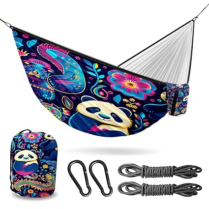 Vigetue Camping Hammock Double & Single Portable Hammocks with 2 Tree Straps, Great for Hiking,Backpacking,Hunting,Outdoor,Beach,Camping, Panda (19) Pattern