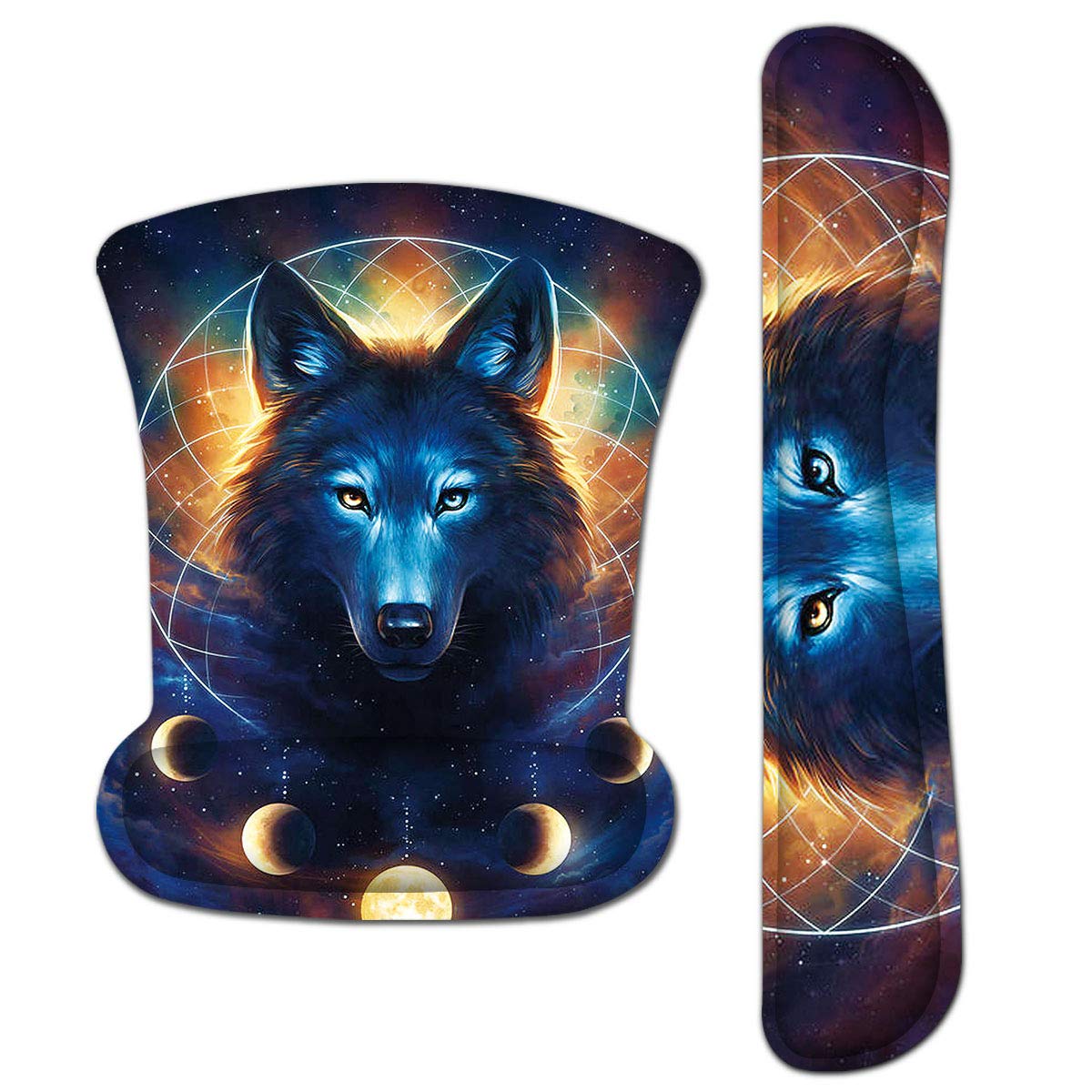 ToLuLu Keyboard Pad Wrist Rest Mouse Pad, Gel Ergonomic Mouse Pads Wrist Support for Computer Laptop, Mousepad Keyboard Wrist Support w/Memory Foam for Easy Typing & Pain Relief, Desk Decor Cool Wolf
