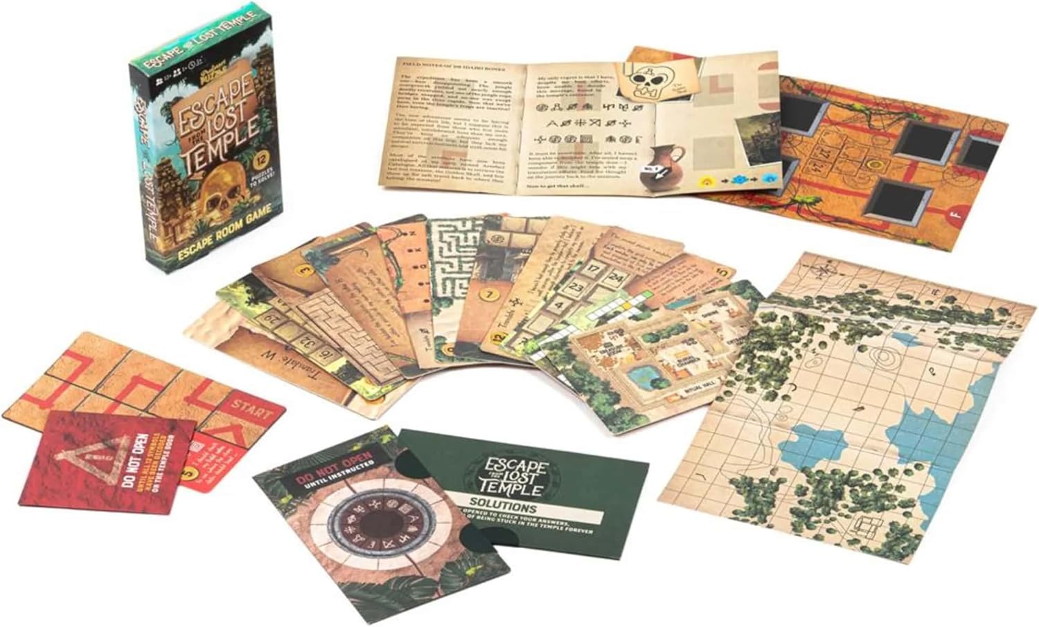 Professor Puzzle: Escape from The Lost Temple - Archeological Themed Escape Room Board Game, 12 Logic & Number Puzzles to Solve, Ages 12+, 1+ Players