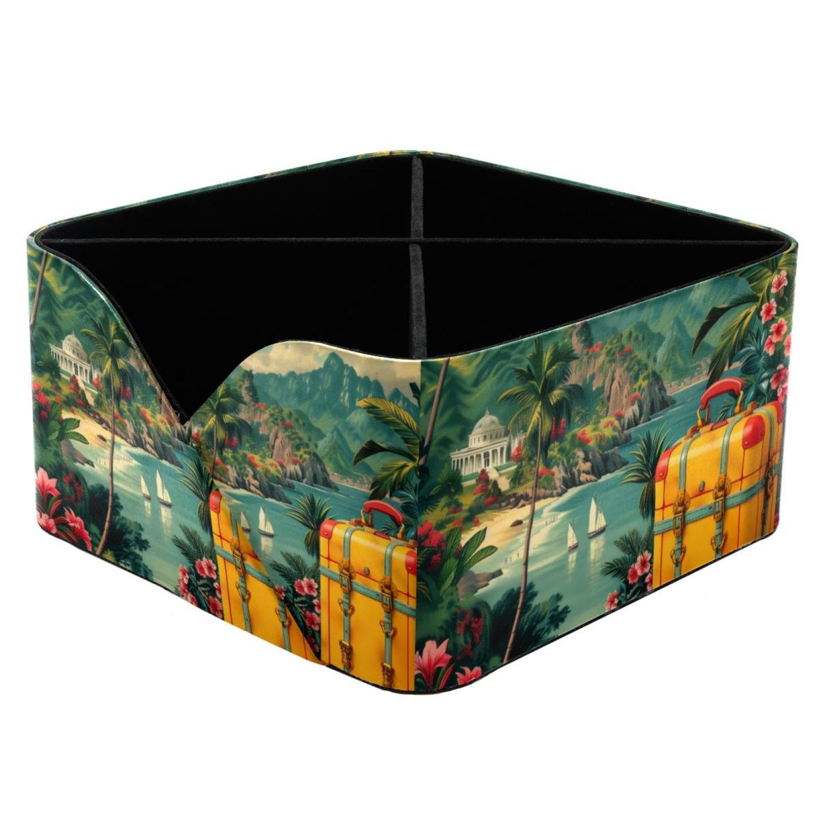 Boîte de rangement multicouche motif paysage pour sublimer votre coiffeuse de chambre