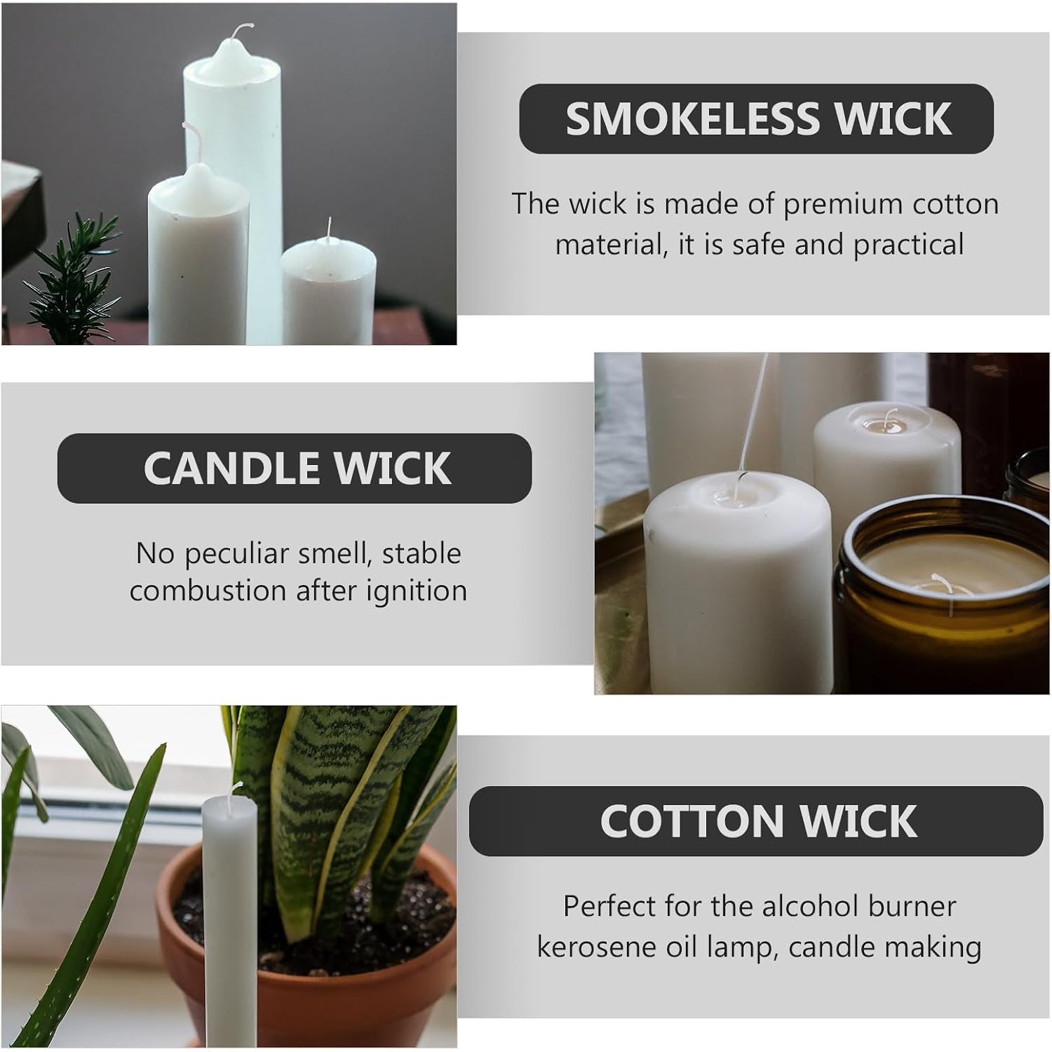 Braided Cotton Candle Wick Spool 61m DIY Smokeless Candle Making Accessory for Crafting and Home Use
