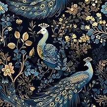 Peacock Peel & Stick Wallpaper | Luxury Dark Floral & Peacock Design | Removable, Waterproof Self-Adhesive Vinyl Wall Décor | 45cm x 300cm Roll