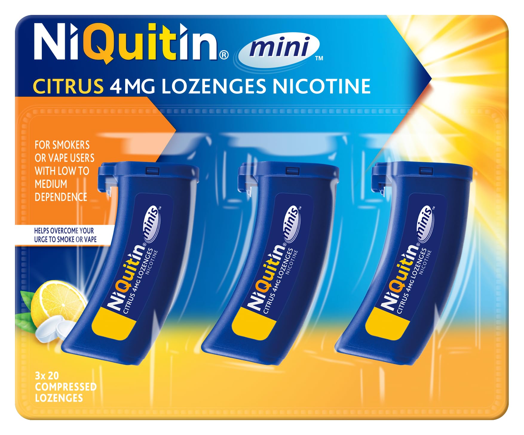 NiQuitin Minis Citrus Nicotine Lozenges 4mg, Pack of 60