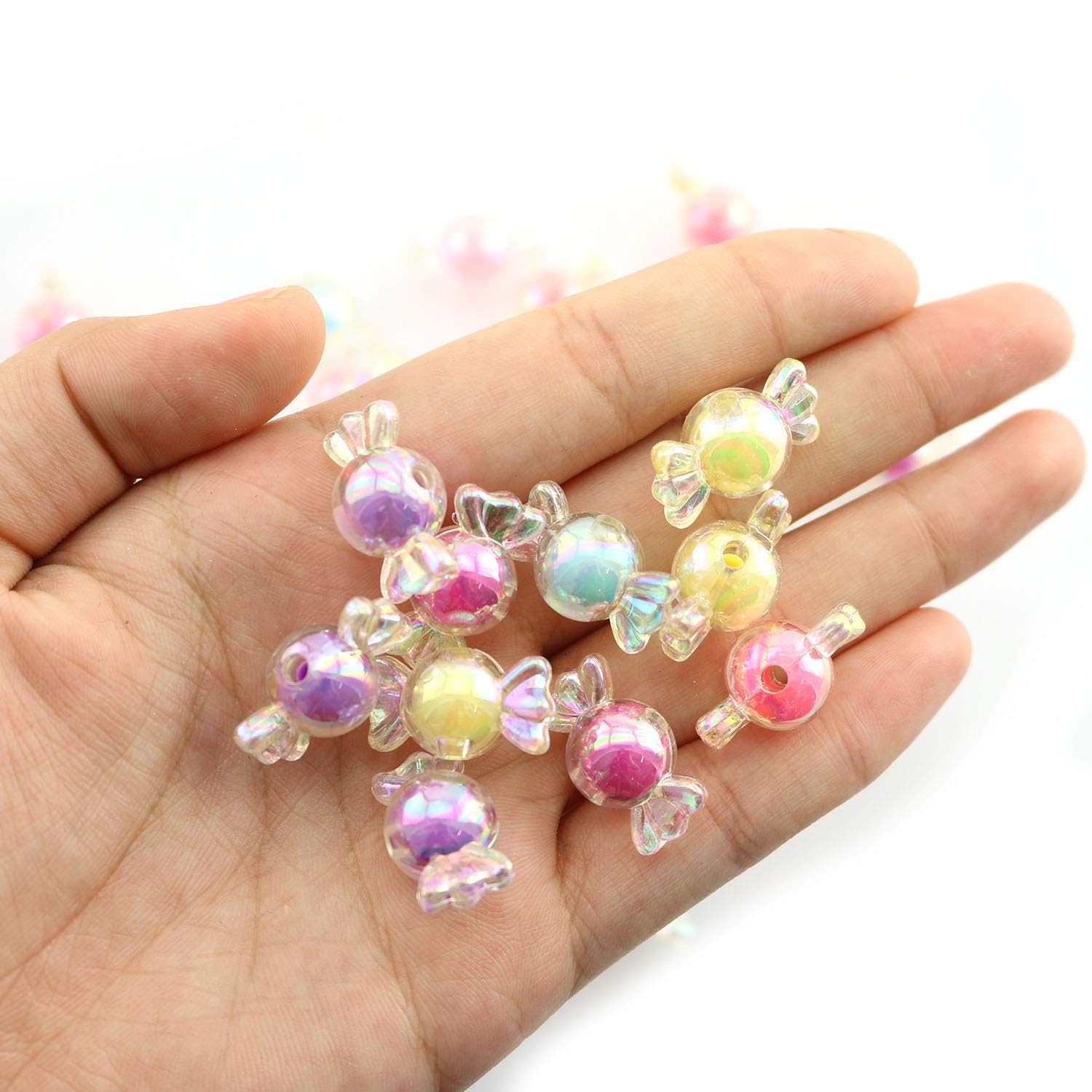 Tegg 80PCS Colorful Beautiful Candy Shaped Acrylic Charm Beads for Chain Bracelet Necklace Jewelry DIY Craft - Image 3
