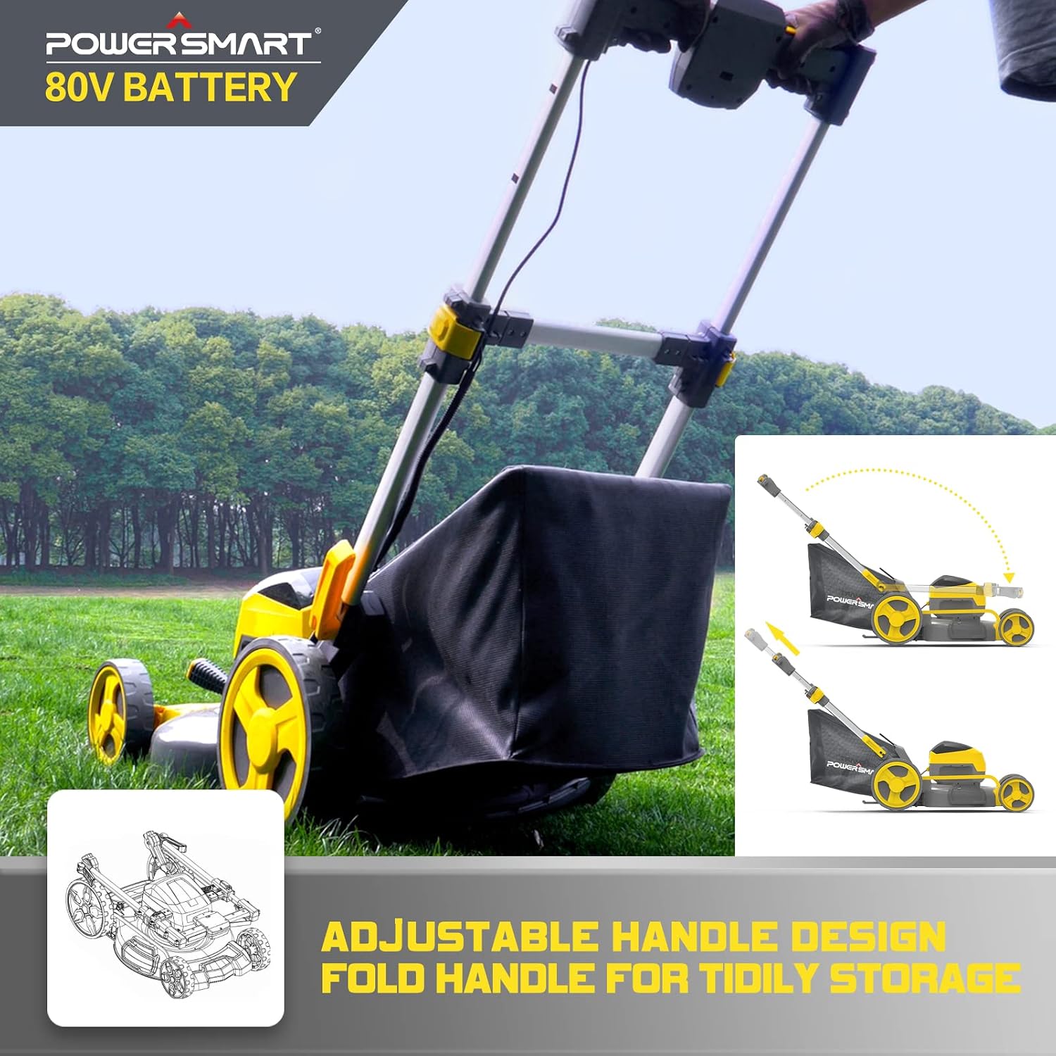 PowerSmart 80V Lawn Mower adjustable handle