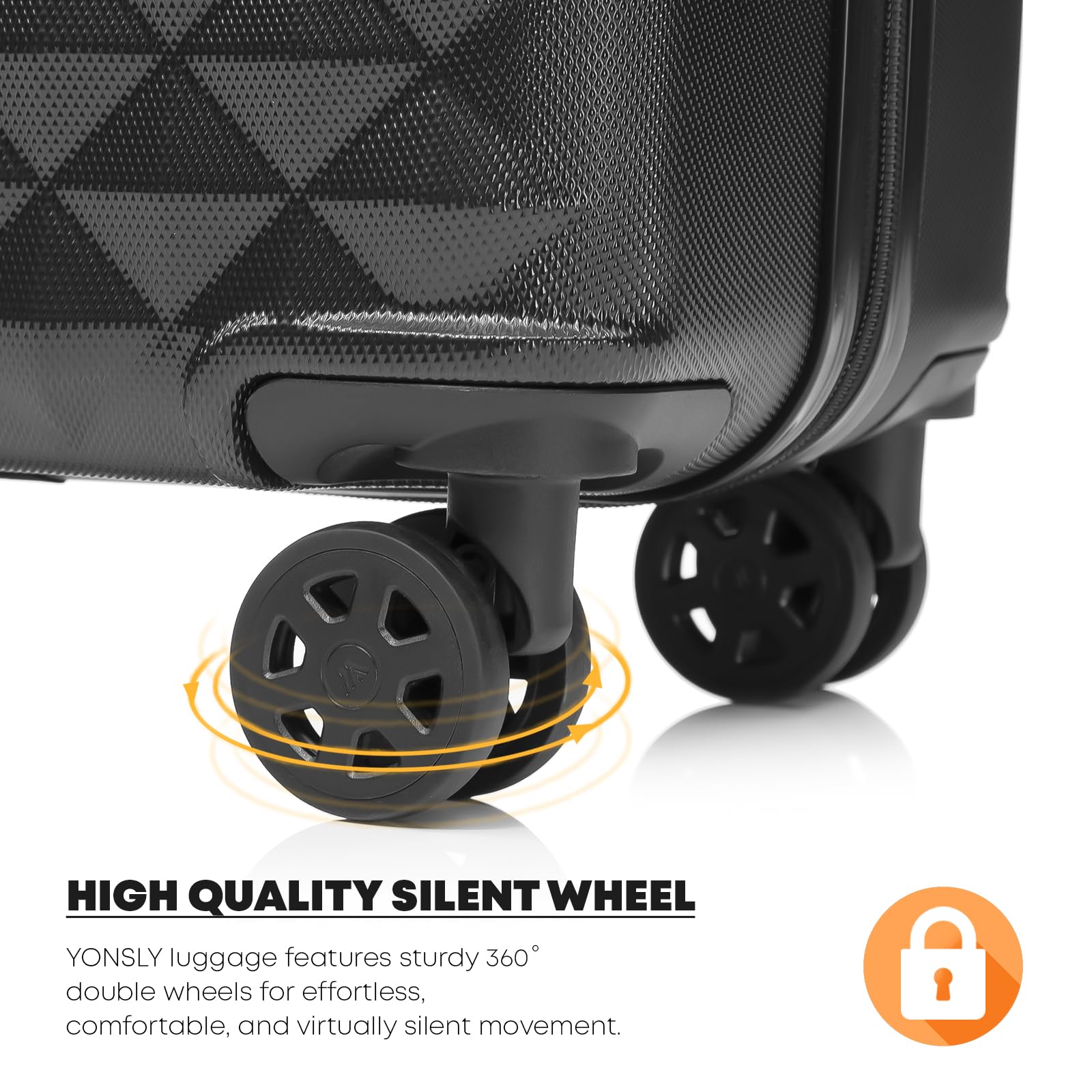 Premium Reisekoffer TSA-Schloss,YKK-Reißverschluss Hartschalen-Koffer Trolley Kabinenkoffer Rollkoffer Suitcase Handgepäck 4 Rollen (Schwarz, XL)