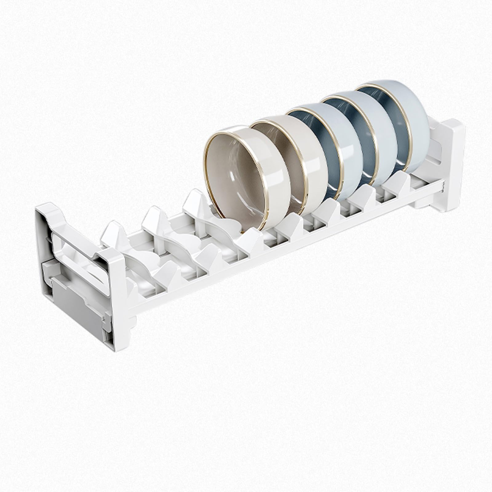 Verstellbares weißes Abtropfgestell für Küchenschränke, Aluminium-Tellerhalter für Arbeitsplatten, Schüsseln und Geschirr, platzsparendes Design, perfekt für Zuhause und Restaurant