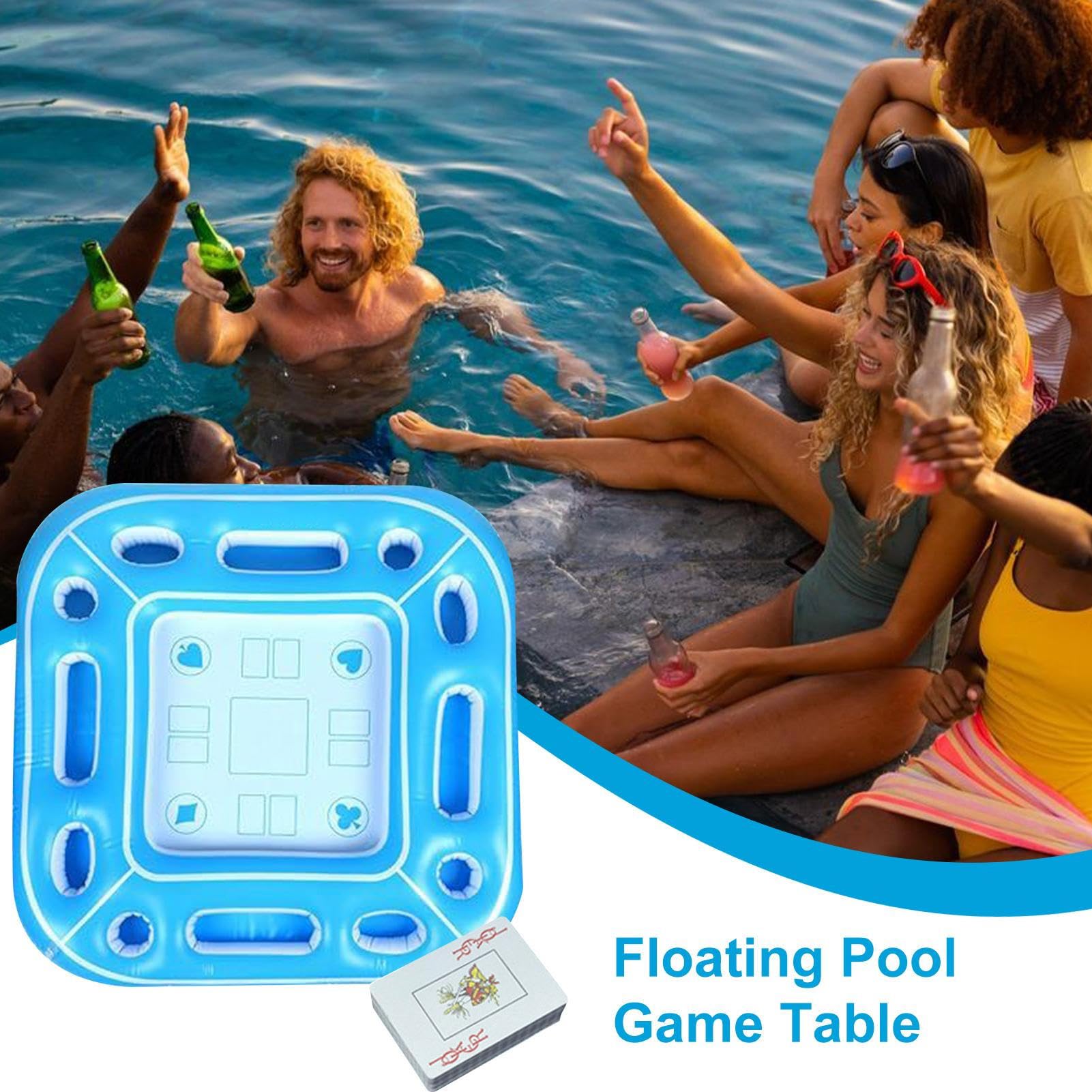 Schwimmender Tisch – Aufblasbare Poolbar | Aufblasbares PVC-Schwimmtablett, ein Muss für heißes Wetter, einfach zu bedienender Whirlpool, Lebensmittel-Getränke-Tablett, tragbar für Innenbereich