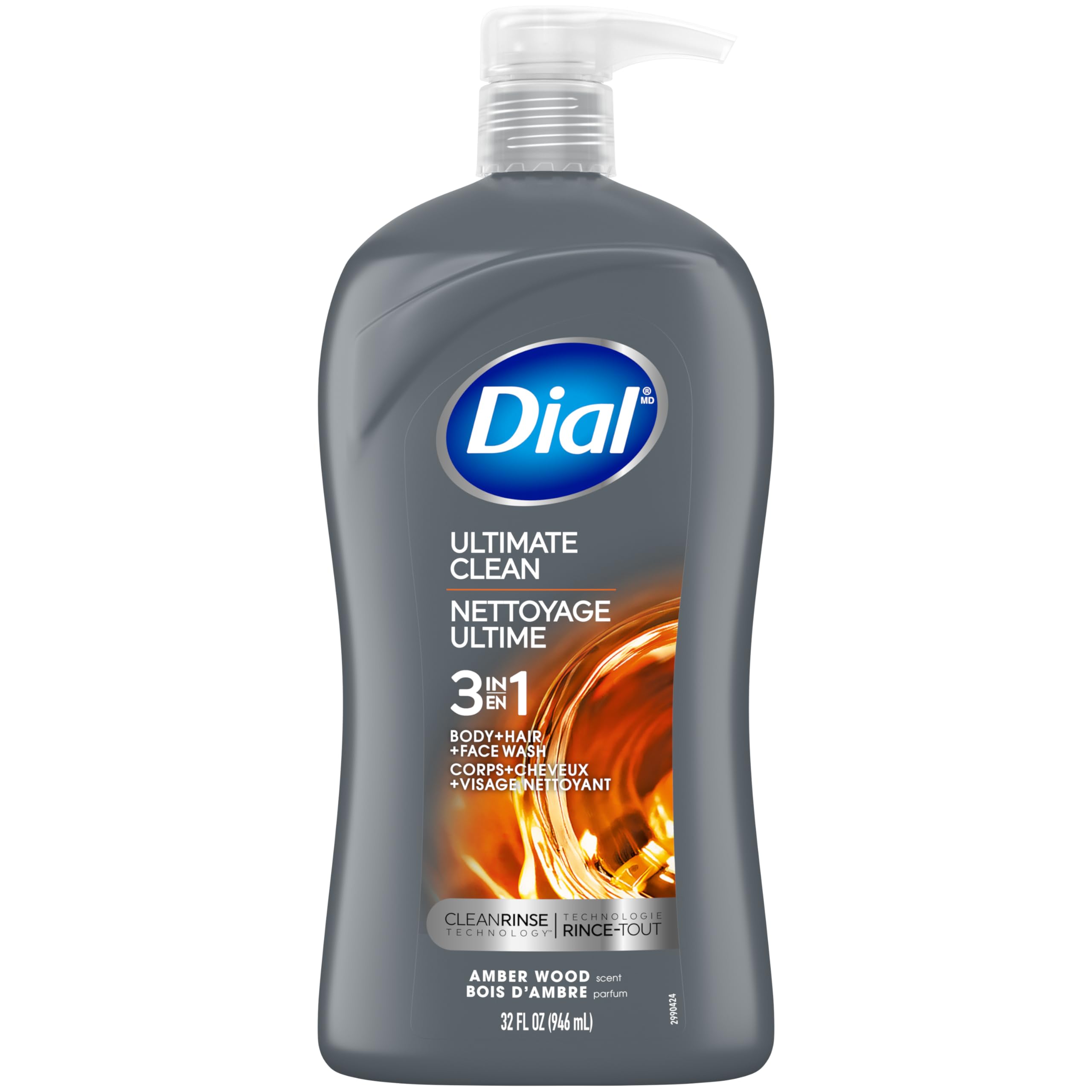 Dial Men 3in1 Body, Hair and Face Wash, Ultimate Clean, 32 Fl Oz