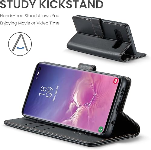 Miniatura 4 de Funda tipo cartera para Samsung Galaxy S10 de 6.1 pulgadas (no S10e, S10+) con bloqueo RFID, soporte para tarjeta de crédito, de piel sintética, con