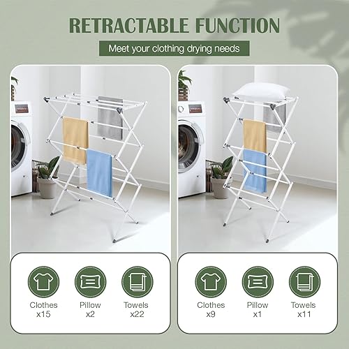 Miniatura 3 de Clothes Drying Rack - Collapsible Drying Rack Clothing for Laundry, Apartments, Balconies Expandable Drying Rack Waterproof and Rustproof