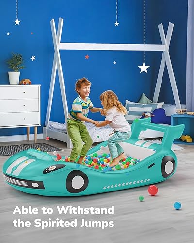 Miniatura 10 de QPAU Inflatable Kids Bed, Blow Up Toddler Bed Travel with Sides, Portable Toddler Travel Bed Set with Kid Air Mattress, Perfect for Camping,