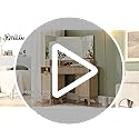 T4TREAM Fluted Makeup Vanity Desk with 3 Way Mirror and Lights, 48" Large Corner Vanity Table with Glass Top, Charging Station, 3 Drawers, Storage Cabinets & Shelves, for Bedroom, Natural Oak