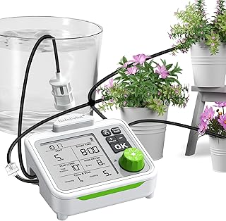 RAINPOINT Large Display Automatic Plant Waterer Indoor for Pot Plants,Cycle & Soak Mode Vacation Self Watering Drip Irrigation System Device Kit Office Patio Greenhouse Grow Tent Water 10-15 Plants