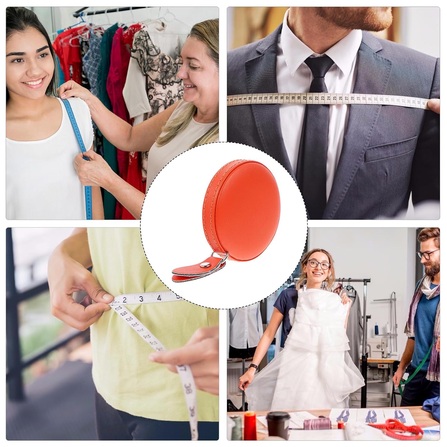 Flexible Round Tape Measure for Clothes Sewing Portable Orange Body Measuring Tape Tool for Dressmakers and Students for Sewing and Craft