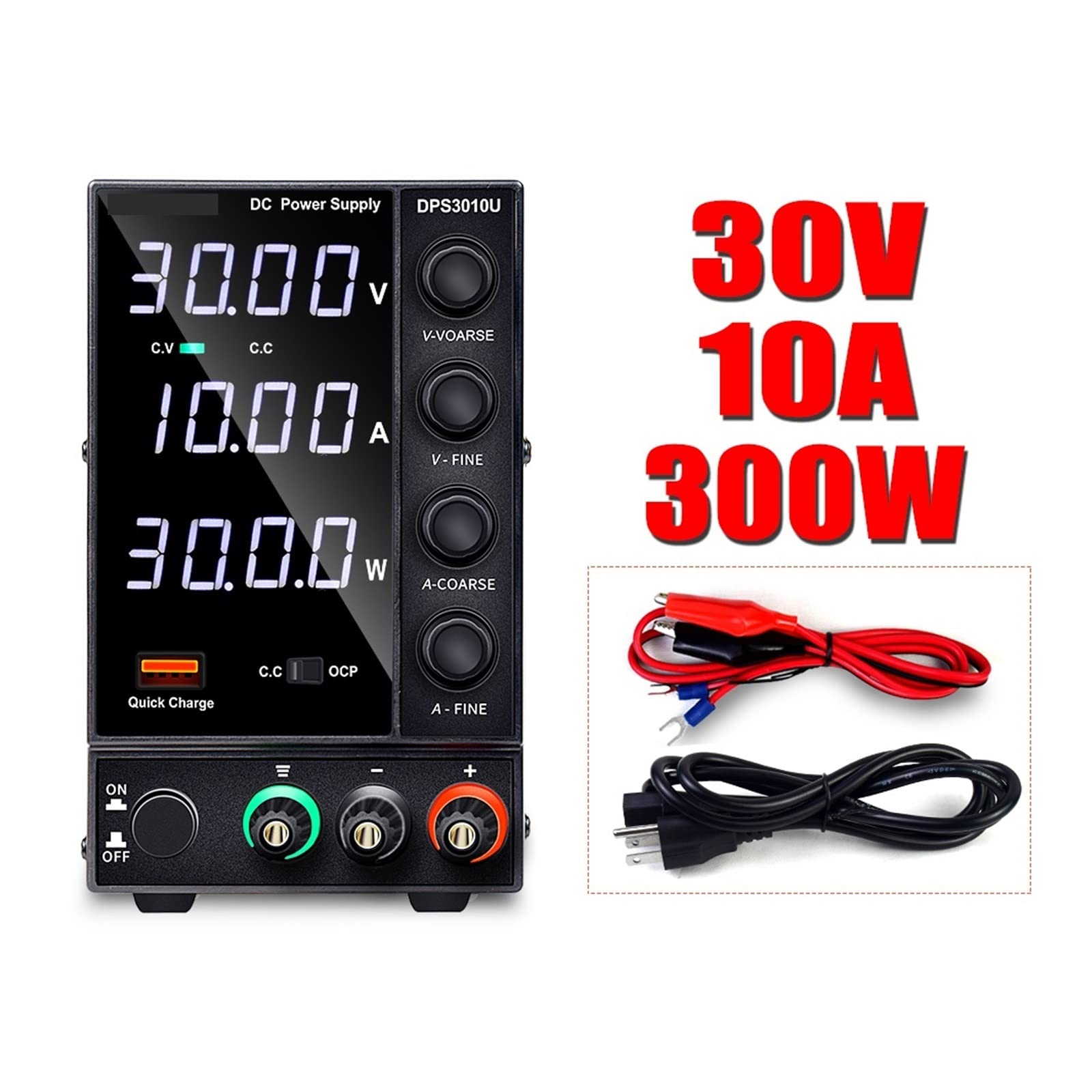 Fuente de alimentación de laboratorio de 30v 10a, fuente de alimentación de CC de conmutación ajustable, regulador de voltaje, fuente de alimentación de banco Variable(3 digits NPS 30V 10A)