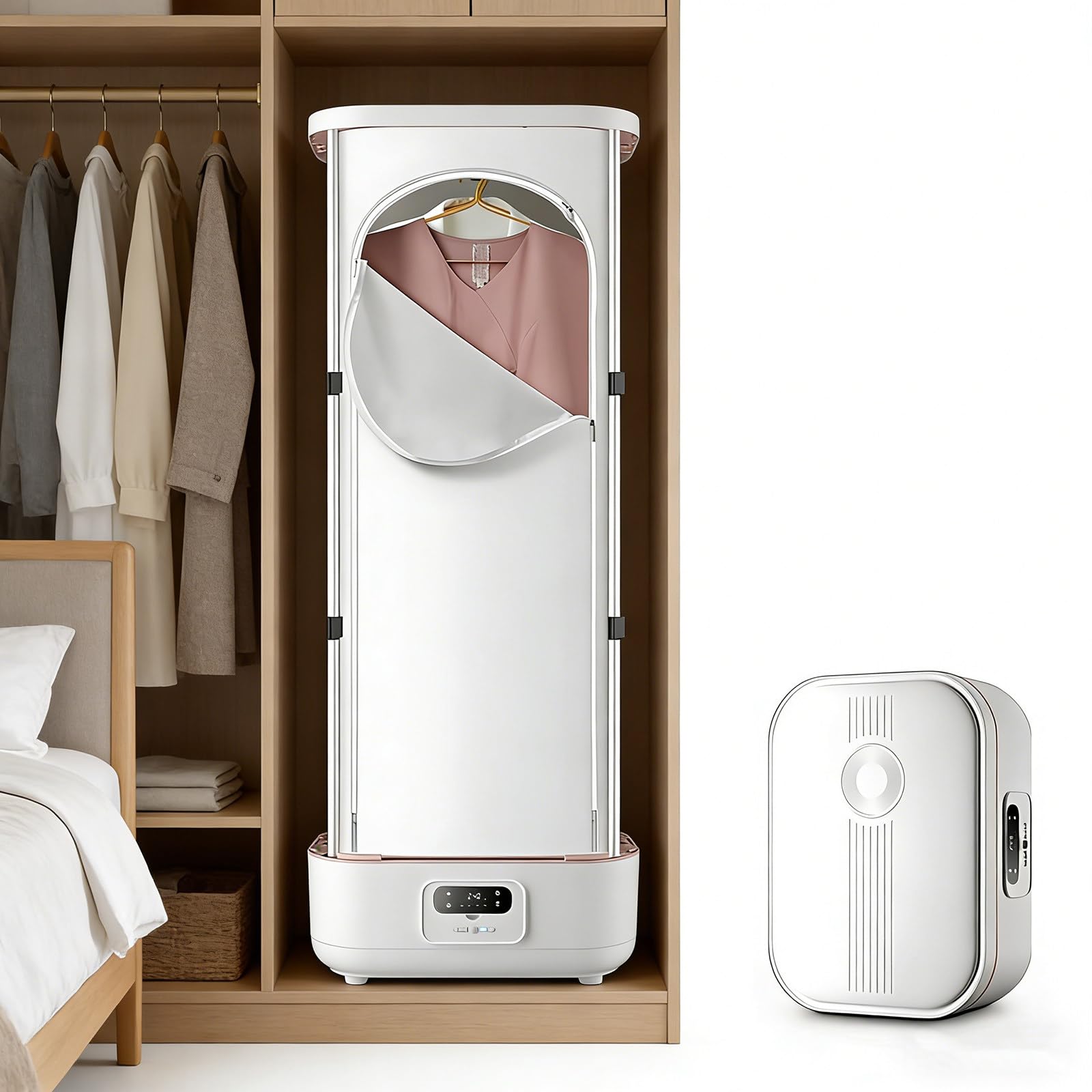 Máquina de Planchado Automática, Plancha a Vapor, Vaporizador y Secadora de Ropa, Higieniza y Seca la Ropa, Resultados en 10 Minutos, Portátil, Carcasa Blanca