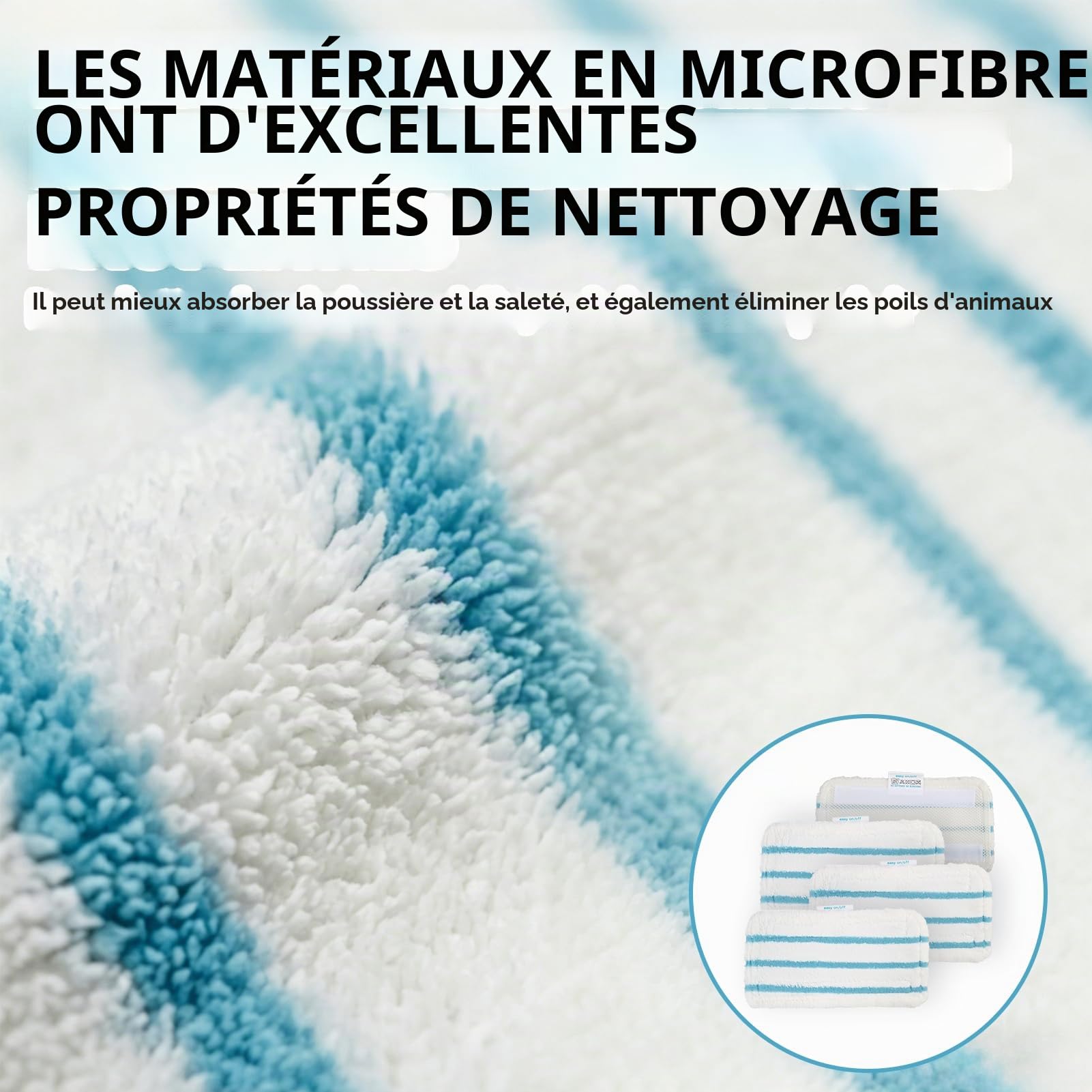 4 Pièces Balais Vapeur Lingettes Microfibre Hautes, Lingettes Compatibles avec Black et Decker Balais Vapeur, Alternative pour Nettoyeur Vapeur, Compatibles FSM1630, FSM1616, FSM1605