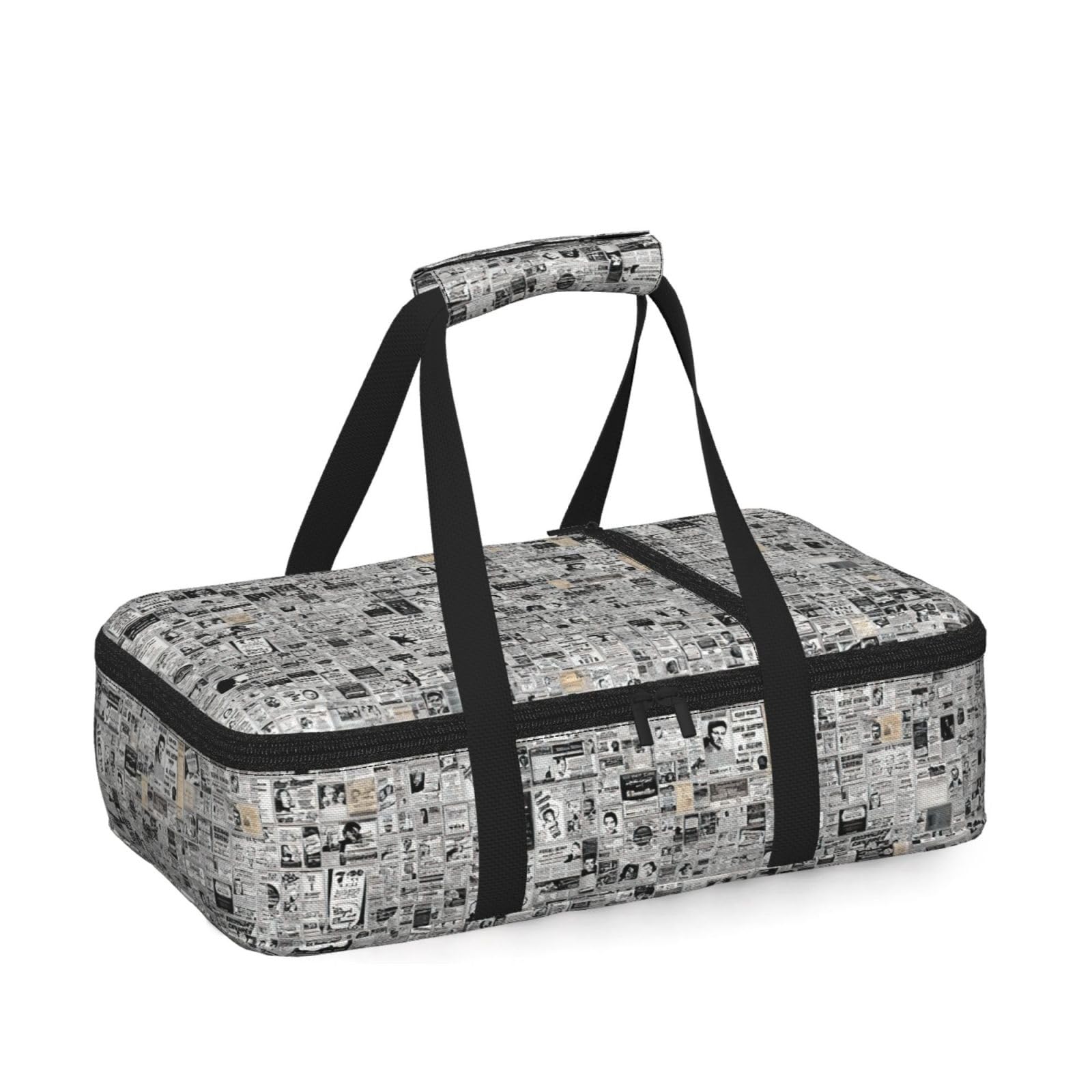 Newspaper Hd Print Insulated Thermal Food Storage Bag Daily Reusable Picnic Tote Lunch Box Home