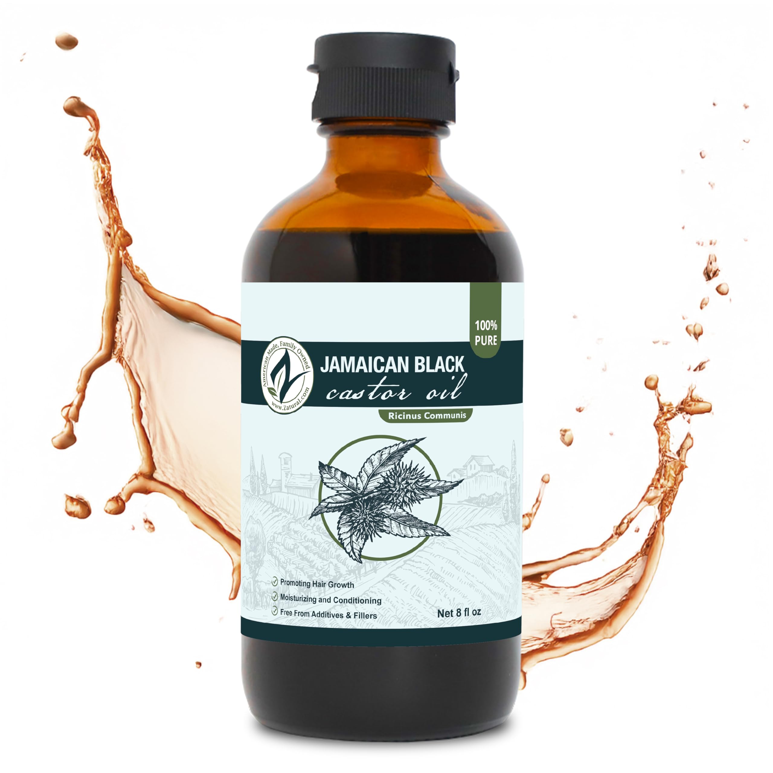 Zatural Black Castor Oil_100% Pure Tropic Jamaican Black Castor Oil (8 Ounce)