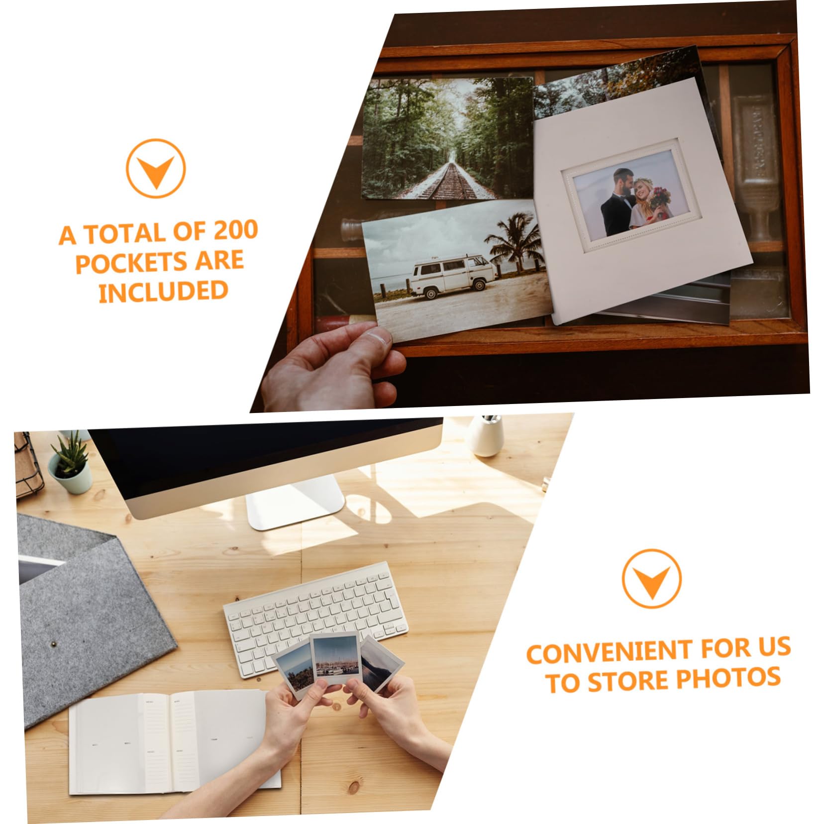 Álbum de Fotos de Bolsillos 200 Ranuras Pp y Papel Blanco | Diseño Elegante, para Guardar Fotos y Postales, Formato 4r y 6 Pulgadas
