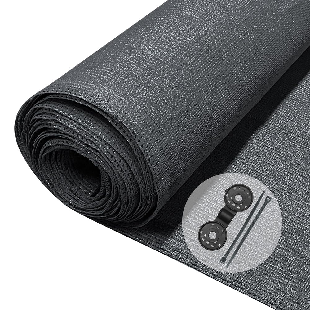 VOUNOT® Zaunblende 1.8×20m, Sichtschutz Zaun 150 g/m² HDPE Schattiernetz, Windschutz UV-resistent Reißfest, mit Löcher und Kabelbinder, Anthrazit