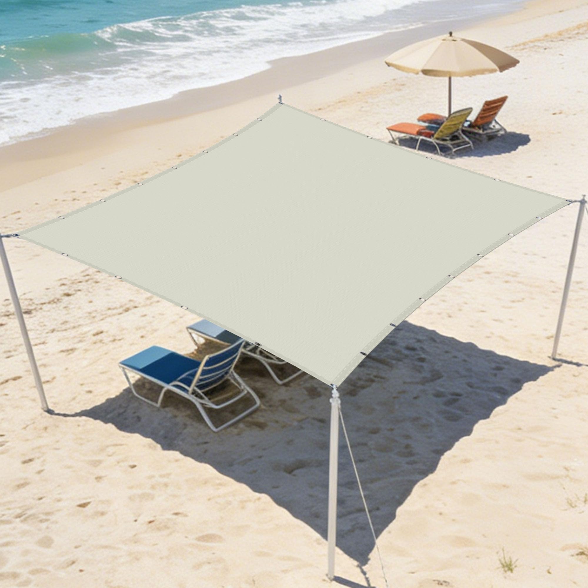 Voiles d'ombrage imperméable 290x300 cm blanc cassé pour terrasse
