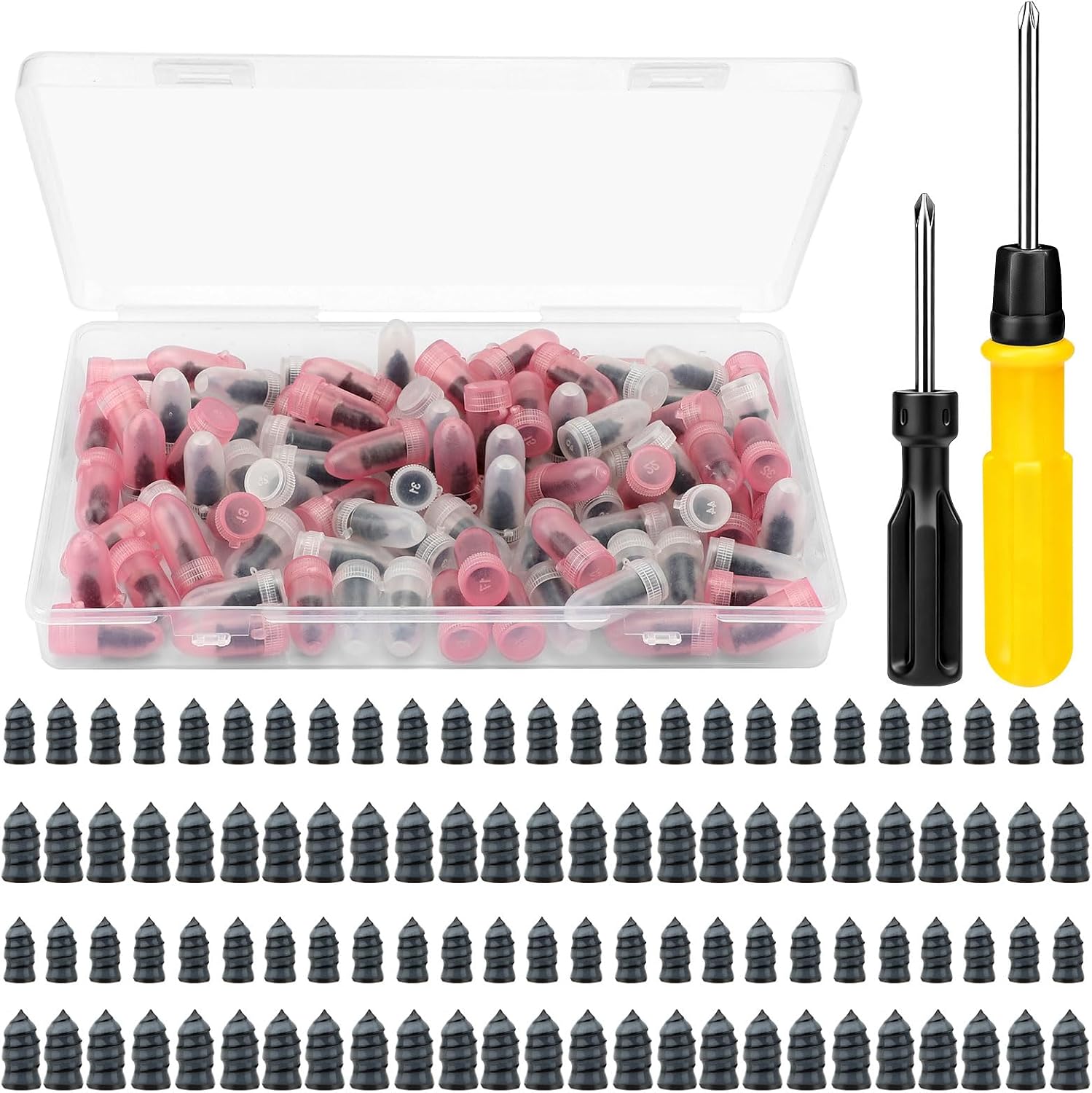 Linkstyle 100PCS Tire Repair Screws, Screw-in Tire Plugs, 2 Screwdrivers