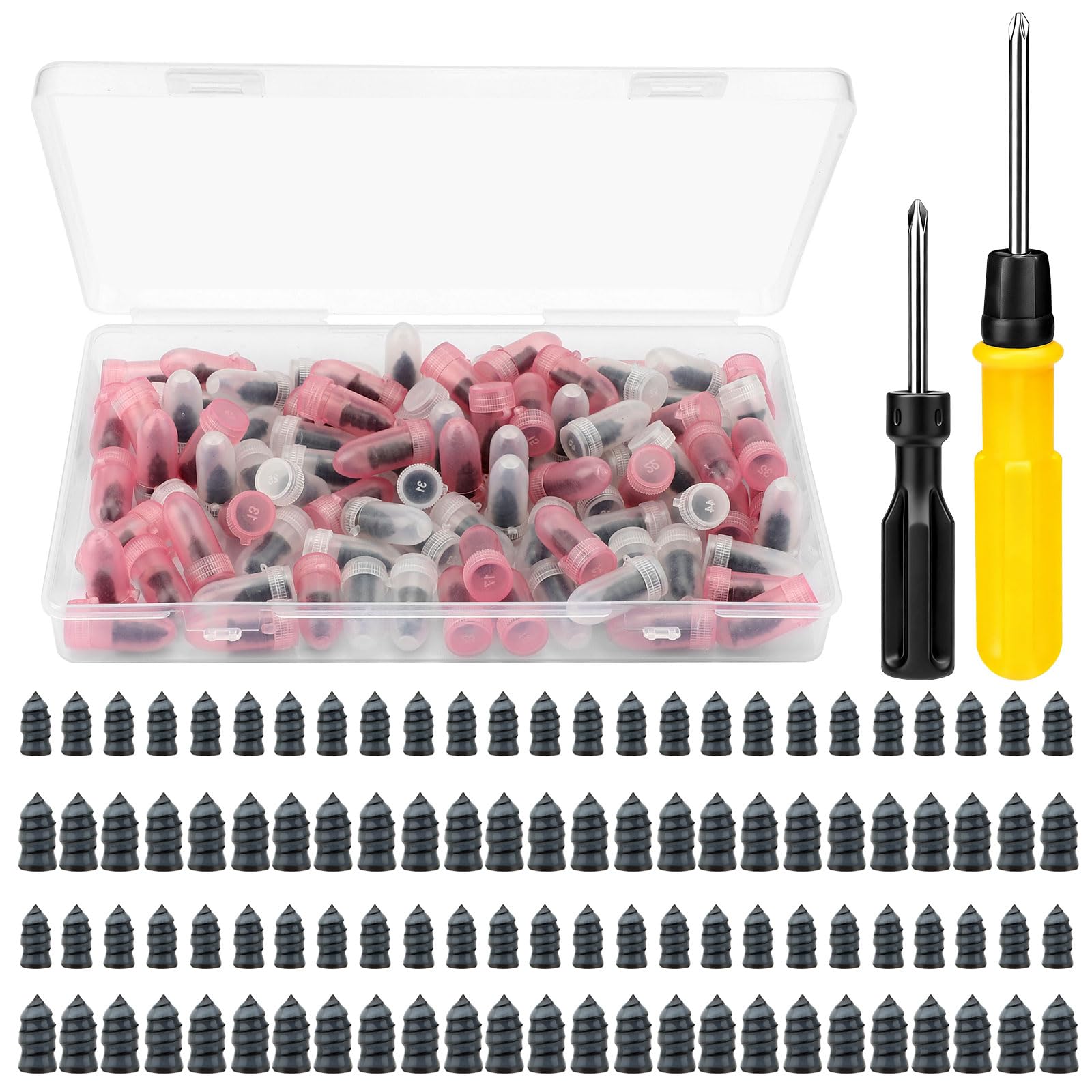 Linkstyle 100PCS Tire Repair Screws, Screw-in Tire Plugs, 2 Screwdrivers