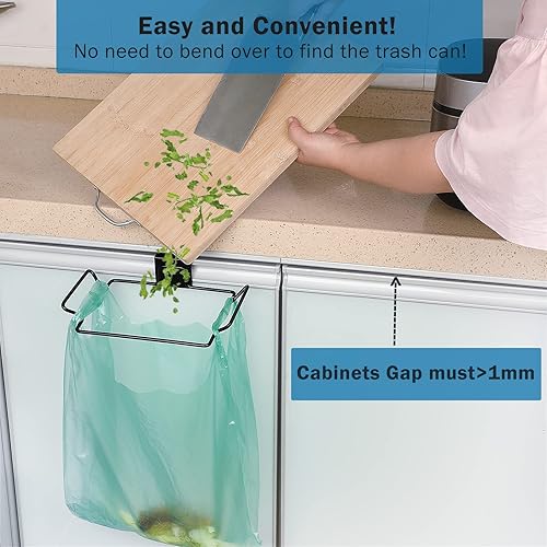 Miniatura 6 de OYSIR Soporte grande de acero inoxidable para bolsas de basura para armarios de cocina, puertas y armarios, color negro