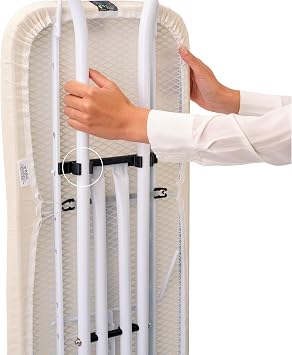 Brabantia Comfort Ironing Board with Left/Right Adjustable Steam Iron Rest | Medium (Size B) | Fairtrade Fresh Breeze Cover | Adjustable Height (27-38), Easy Fold, Anti-Collapse Lock, Non-Slip Feet