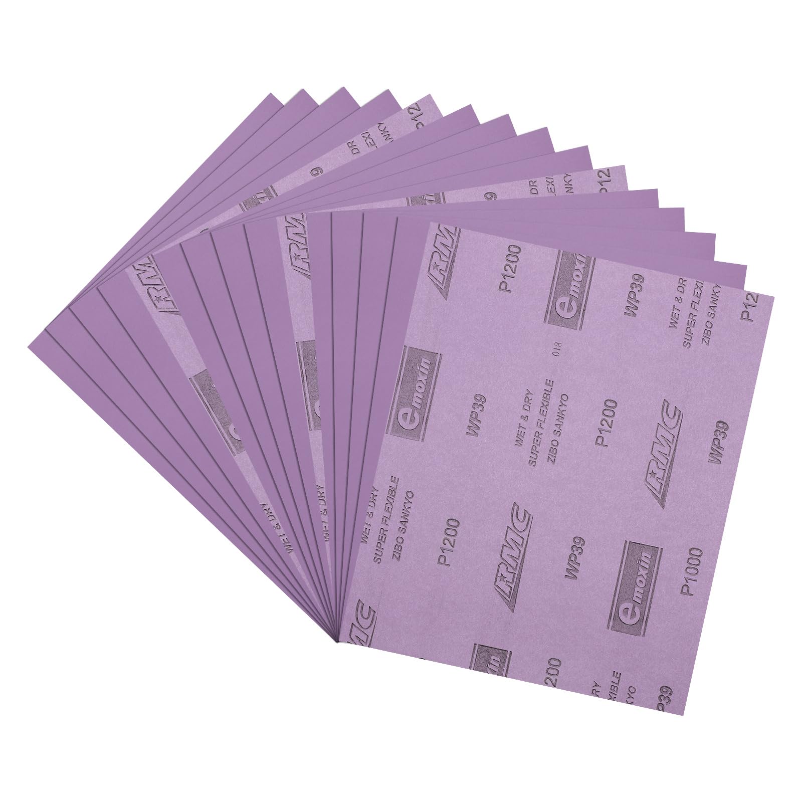 Kozelo 15pcs Sand Papers - [229 x 279mm x 1200 Grits] Sandpaper Sheets for Metal Auto Wood Polishing and Scratches Removing, Alumina Abrasive Purple
