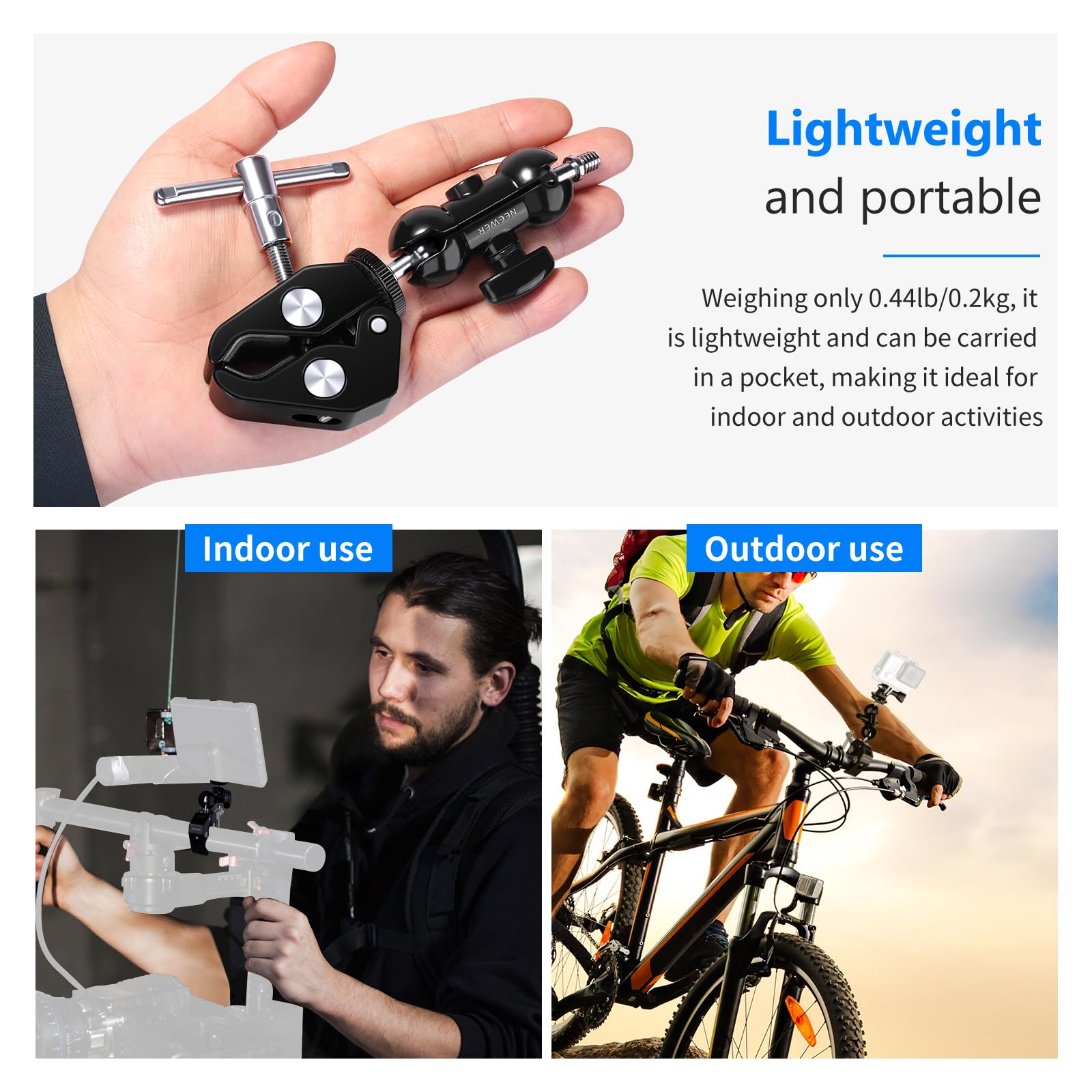 NEEWER Super Clamp Avec Support à Double Rotule Multifonction