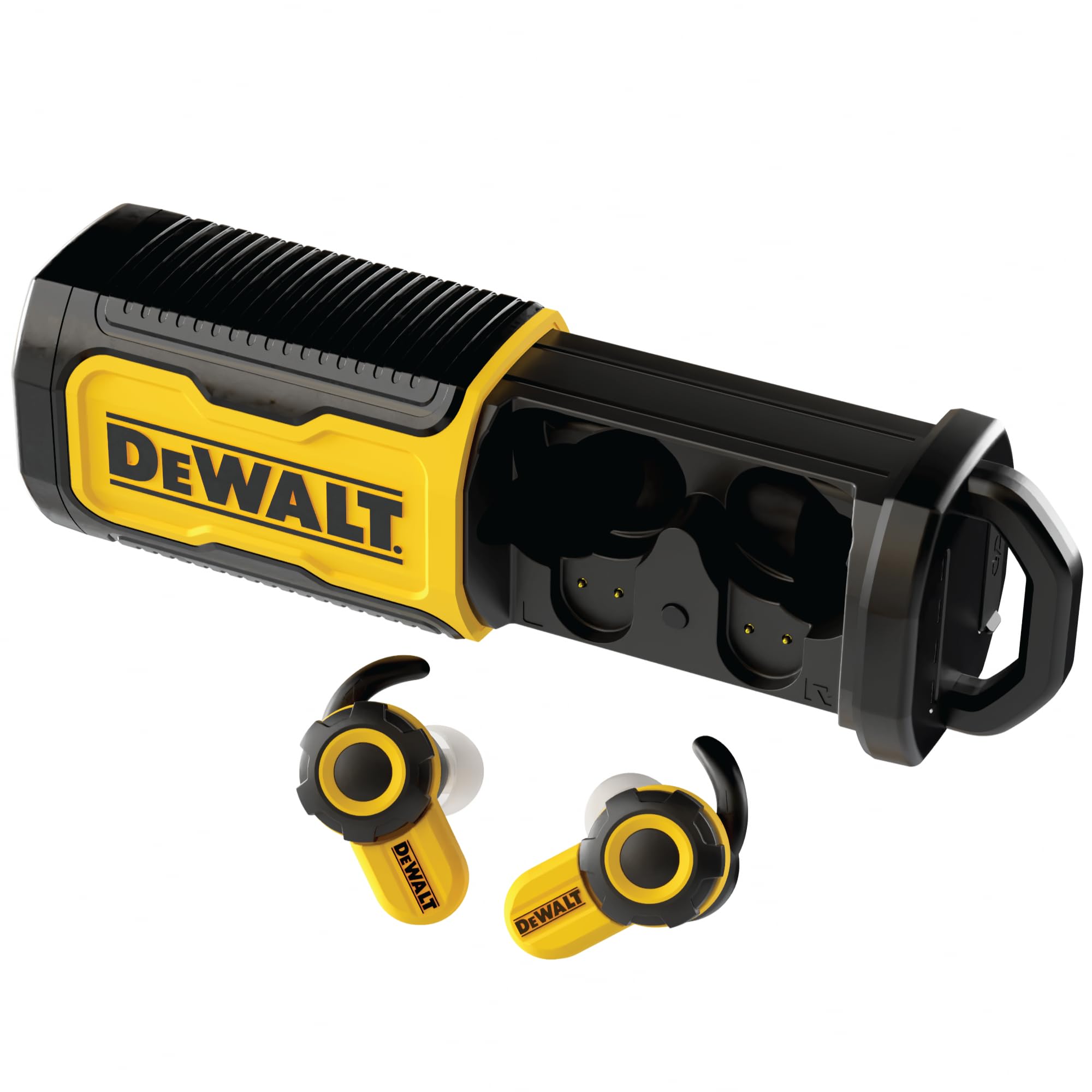 DEWALT Heavy Duty Bluetooth Jobsite Pro X2 ANC True Wireless Earbuds Active Noise Cancelling Work Earbuds Turn Dial Controls 10Hr Runtime 40 wCase 4 EQ Modes IP54 product thumbnail 2