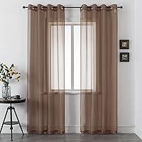 Vista 32 de Cortinas traslúcidas de 108 pulgadas para sala de estar, dormitorio, apartamento, ventana, 2 paneles con ojales, cortinas semitransparentes