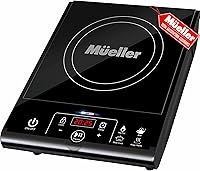 Mueller RapidTherm 1800W Portable Induction Cooktop - 8 Temp Levels, 4 Presets, Timer, Auto Pan Detection, Child Safety Lock