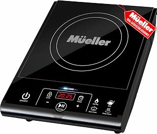 Mueller RapidTherm 1800W Portable Induction Cooktop - 8 Temp Levels, 4 Presets, Timer, Auto Pan Detection, Child Safety Lock