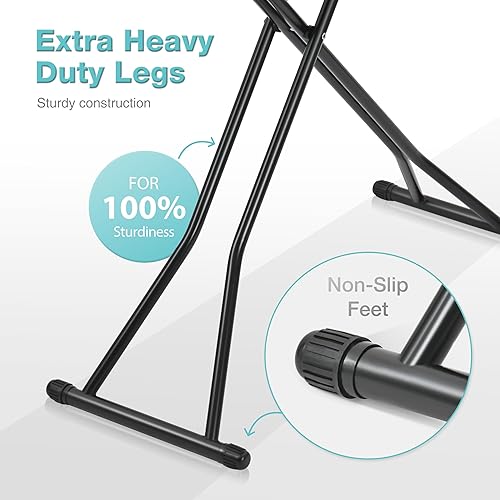 Miniatura 6 de APEXCHASER Tabla de planchar de tamaño completo con cubierta resistente al calor, tabla de hierro plegable, altura de 7 palancas, patas de metal