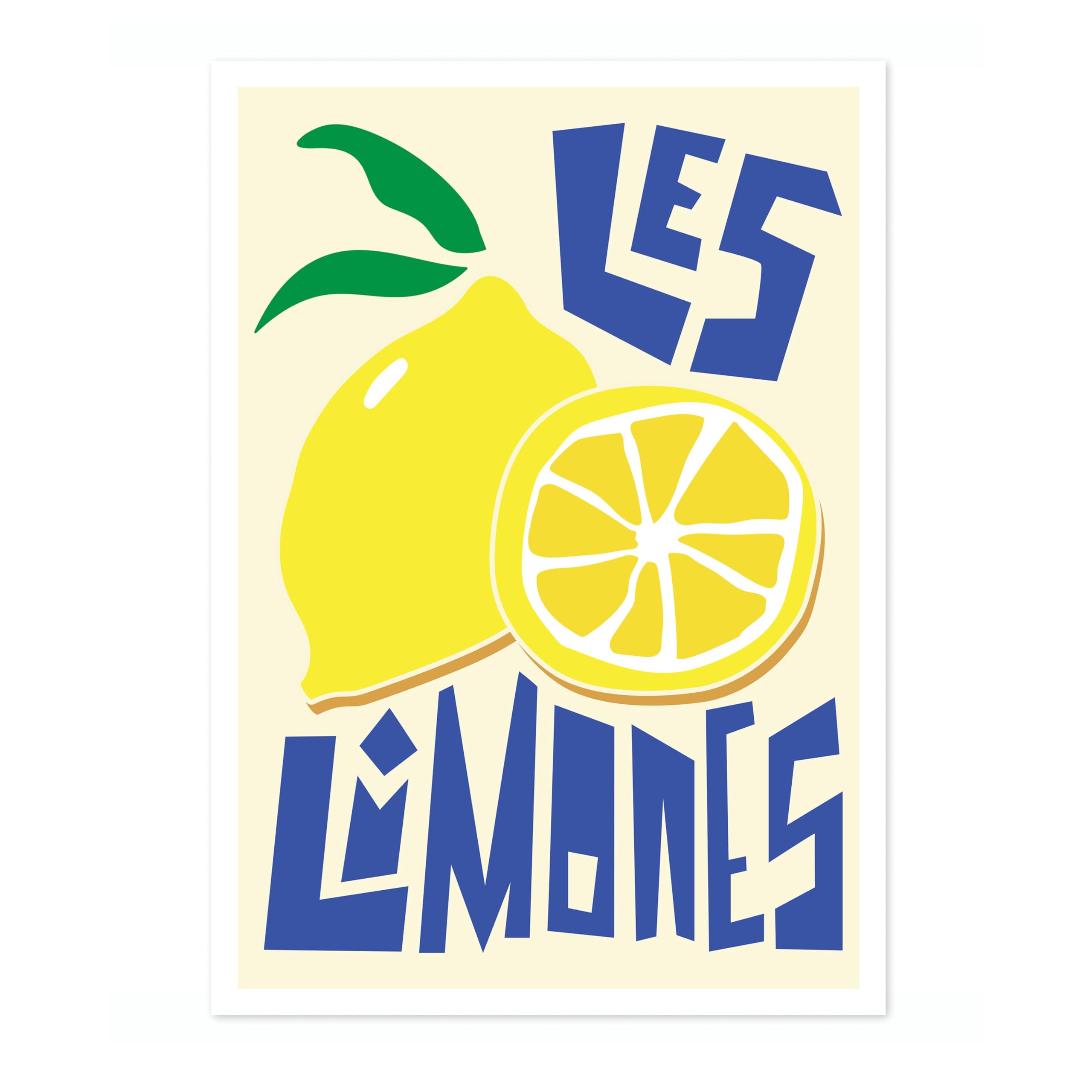 Animato Lemons Print, Graphic Fruit Poster, Colourful Framed Wall Art, Kitchen Decor, Foodie Gift Idea, Archival Matte, A5 (Print Only) - 21x14.8cm — image 1