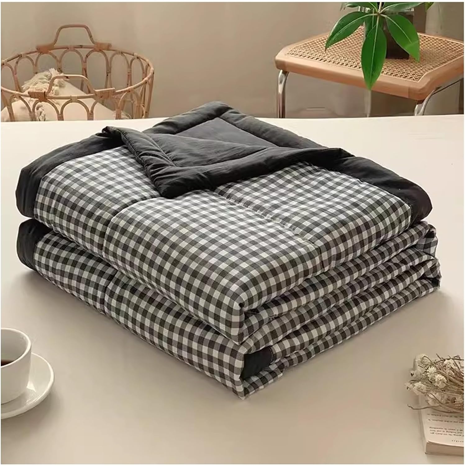 Summer Cooler Quilt, Soft Lightweight Blanket For All Seasons, Summer Blanket Skin-Friendly Washed Cotton, Machine Washable & Easy To Care For All-Season Comforter(A,180x200cm)