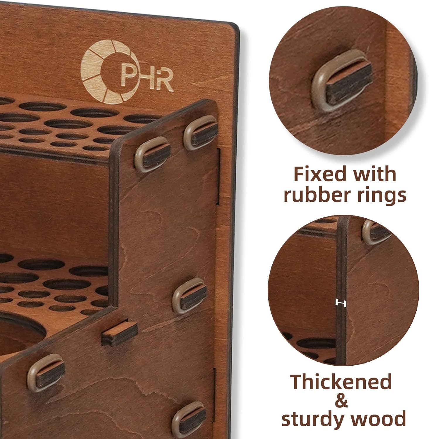 OPHIR Paint Brush Holder, 101 Holes Wooden Paint Brush Organizer with A Mini Acrylic Painting Palette & Cleaner Cup for Painting Brushes, Markers, Colored Pencils Organizer - Image 4