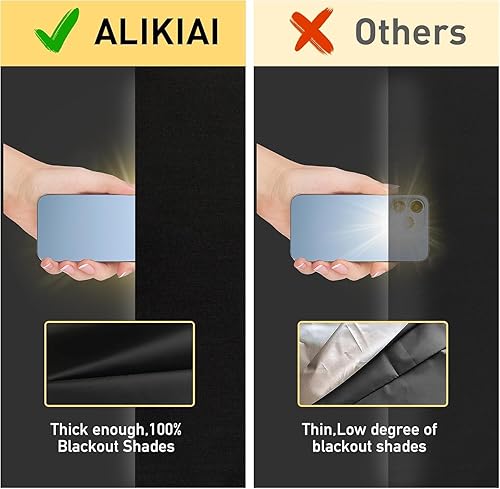 Miniatura 4 de Persianas opacas de 118 x 57 pulgadas, cortinas 100% opacas para ventana, 420D sin taladro, película negra portátil para dormitorio, guardería,